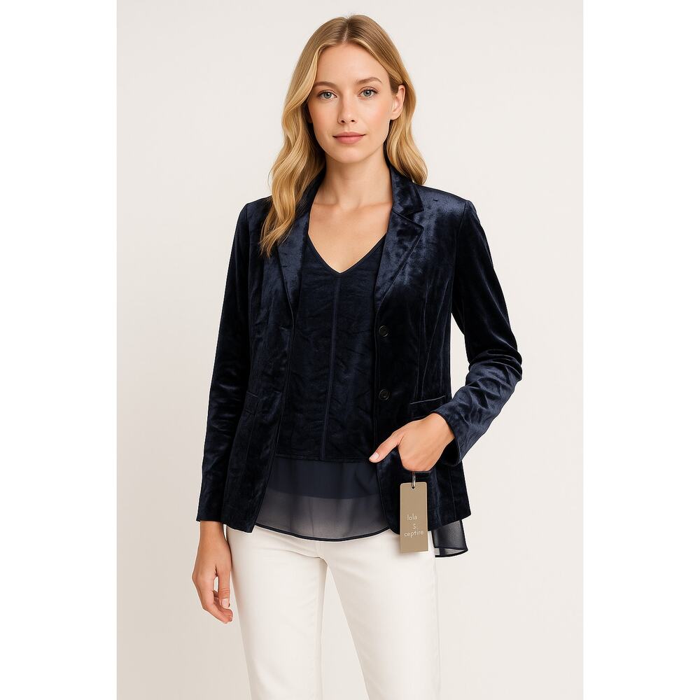 Lola & Sophie Nightwatch Velvet Tank & Blazer Set Size S NWT